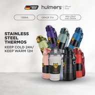 Hulmers 1300ML Insulated Vacuum Bottle with Strap & Straw 316 Stainless Steel Hot & Cold Thermos Fla