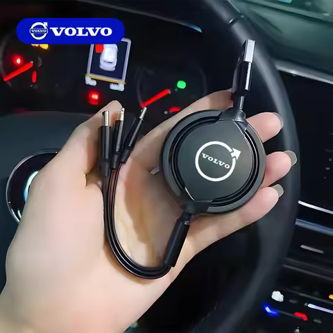 Car Data Cable 3 In 1 Scalable Phone Fast Charger Accessories For Volvo XC90 V90 V60 XC60 V40 EC40 E