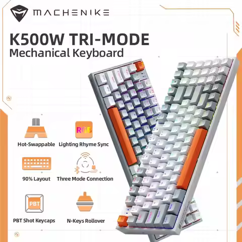 Machenike K500W Wireless Mechanical Keyboard Hot Swap Tri-mode 94 Keys RGB Backlit Gaming Keyboard f