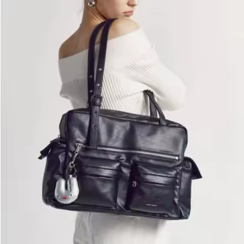 Y2k Double Pocket Design Crossbody Bag Women's Fashion Large Capacity Personality Street Ins Zipper 
