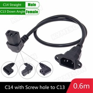 IEC320 C14 to C13 Extension cord,C14 with screw holes and C13 Angled 30cm / 60cm lenght,H05VV-F 3G 0