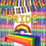 Pride Parade Balloon kits LGBT Themed party decoration rainbow Tablecloth pull flag rain curtain wir