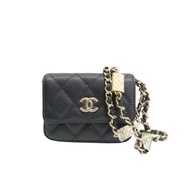 黑色 荔枝紋牛皮 鍊帶 腰包 金扣【CHANEL 香奈兒】 AP2401