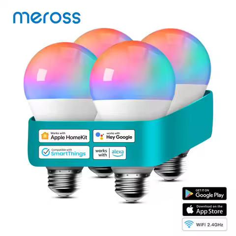 Meross Smart Bulb WiFi Light Bulb LED Lamp RGBWW Dimmable E26 E27 B22 9W(60W Equivalent) Support Ale