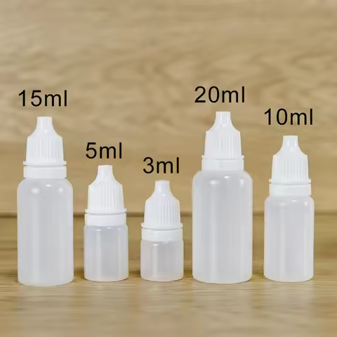 100Pcs 3ml to 100ml Wholesale Empty Liquid Dropper Refillable Bottles Plastic Squeezable Eye Drops V