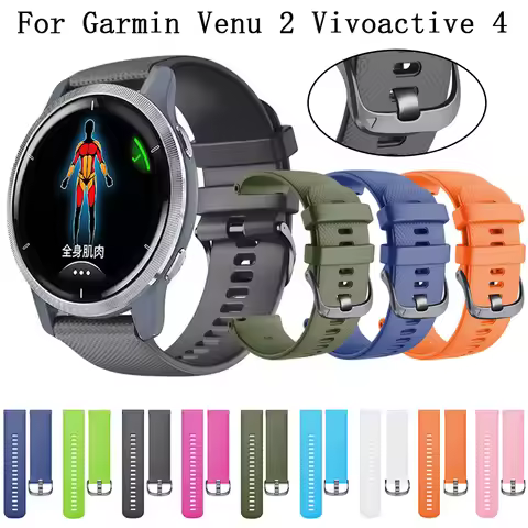 Silicone Watchband for Garmin Venu 2 Vivoactive 4 Strap Sport Bracelet Watch Band 22mm Replacement S