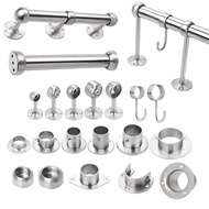 Stainless Steel Towel Tube Seat Clothes Rod Hanging Pass Flange Seat Clothes Rod Middle Pass Towel S