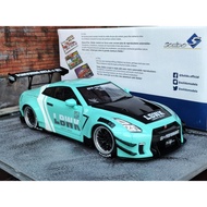 R35 1/18 Car Model R35gtr Solido Nissan GTR R35 Liberty walk LB Work LBWK Blue 1:18 ok