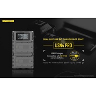 Nitecore USN4 PRO Dual-Slot USB Travel Charger (For Sony NP-FZ100 NP FZ100 Battery)