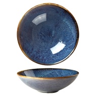 Japanese Style Aqua Blue Kitchen Ceramic Soup Ramen Noodle Bowl Restaurant Large Porcelain Fruit Salad Serving Dinnerware