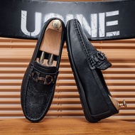 Peas Shoes Men 2025 One-Pedal Lazy Loafers High-End Men's Shoes Live 1.5