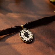 復古刺繡頸鏈| 10月誕生花 櫻草