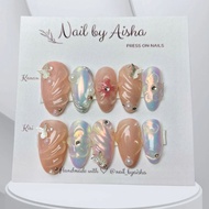 Press on nails hologram 3d flora