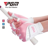PGM breathable two-handed women half finger golf glove with grey pink blue color ST032