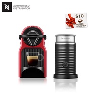 Nespresso Inissia C40SGRENE (Ruby Red) &amp; Aeroccino Bundle + FREE 7pcs capsules