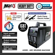 MAX-3 200Amp IGBT ARC/MMA Welding Machine (5.3KVA) A3320 - Welding Up to 4.0mm - 1 Year Local Warran