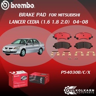 ผ้าเบรค BREMBO LANCER CEDIA เครื่อง (1.6 1.8 2.0) ปี04-08 (F)P54 030B/C/X (R)P54 034B/C