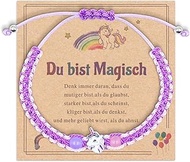Pack of 2 Unicorn Children's Bracelets with Adjustable Braided Rope, Cute Bracelets with a Meaningfu