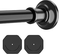 28 mm Black Shower Curtain Rail, 76 to 216 cm, Adjustable Shower Rail, No Drilling, with Bracket, fo