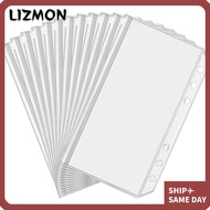 LIZMON 6Pcs Zipper Binder Pouches, A6 Waterproof 6-Hole Binder Pockets,  Transparent Receipt Bag PVC