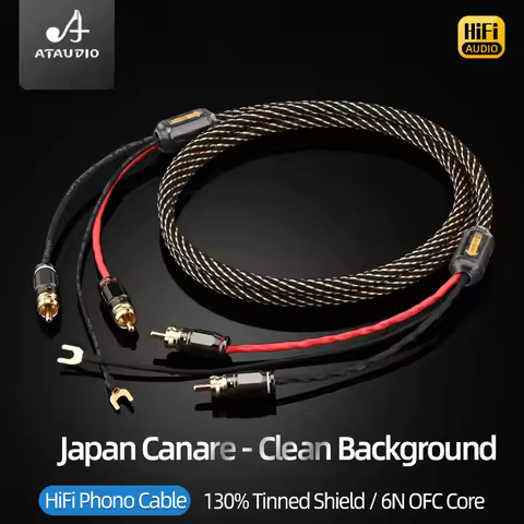 Canare 6N OFC HiFi Audio 2RCA Cable with Ground Wire for Black Tape Player LP Vinyl Record Player Am