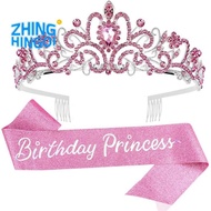 1Set Birthday Girl  Crown Princess Crown With Birthday Sash Birthday Girl Headband Birthday Girl  Fo