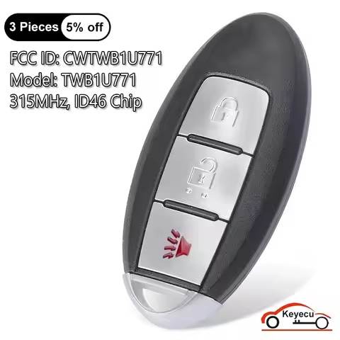KEYECU FCC ID: CWTWB1U771 for Nissan March Sunny Tiida Livina Sylphy Smart Remote Key 315MHz ID46 Mo