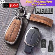 【Mr.Key】Wood Grain Metal Car Key Case Cover Shell For Mercedes Benz A C E S Class W204 W205 W212 W213 W176 GLC CLA AMG W177 Auto Accessories