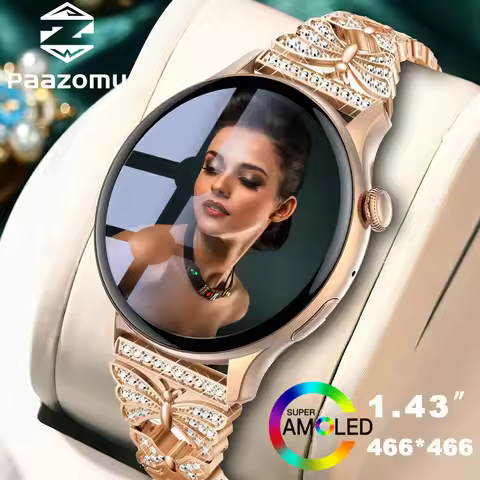 New Smart Watch Women 466*466 AMOLED Screen Always Display Time NFC Bluetooth Call Fashion IP68 Wate