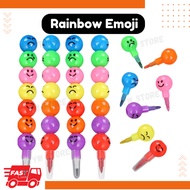 7Colors Emoji Bullet Round Stacking Crayon Pencil Writing Utencil Kawaii Cute Pensel Non Sharpening 