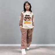 MERAH Oneset Merput Cute Motif Setln Abak August Red and White T-shirt + Pants Indonesian Independen