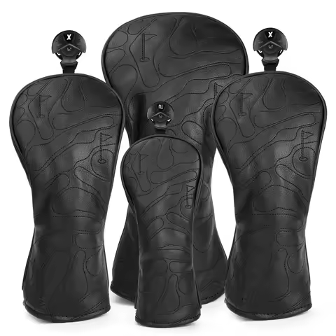 Golf Club Head Covers 3 Wood Headcover Set Premium Leather for Woods, Driver Fairway(FW) Wood Hybrid