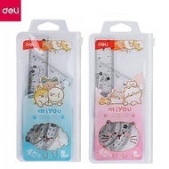 Set 2 bộ eke học sinh Deli H657 / Bộ Eke thươc kẻ 4 món Deli 657