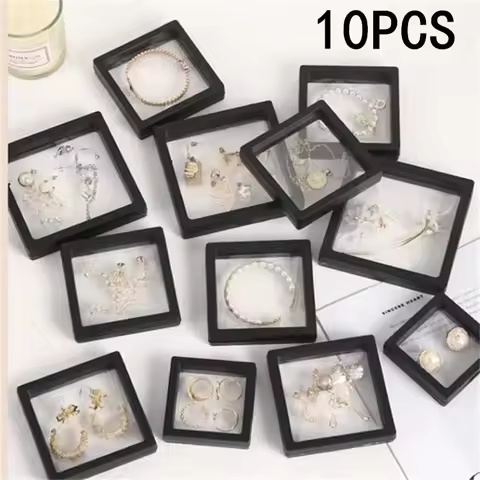 10pcs 7/9/11cm Clear Floating Display Box, Plastic Film Jewelry Packaging Box, Jewelry, Necklace, Ri