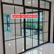 Partisi Ornamen Kaca Aluminium / Pintu Ornamen Kaca Aluminium