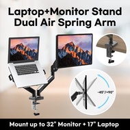 🔥NB Laptop+Monitor / Monitor+monitor Dual Air Spring Arm- Mount up to 32 inch Monitor+ 17 inch Lapto