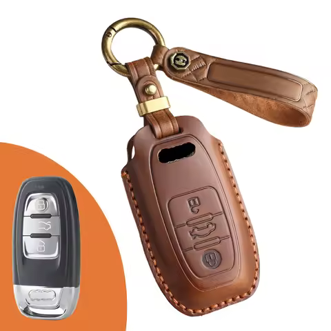 Suitable for Audi A3 leather key bag q3 q2l q4etron car leather high-grade BBA key decorative bag co