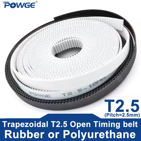 POWGE Trapezoidal T2.5 Open ended Timing belt width 4/6/10/15mm PU Polyurethane steel Rubber Fibergl
