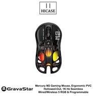GravaStar Mercury M2 Gaming Mouse, Ergonomic PVC Hollowed-Out, 1K Hz Seamless Wired/Wireless 5 RGB &