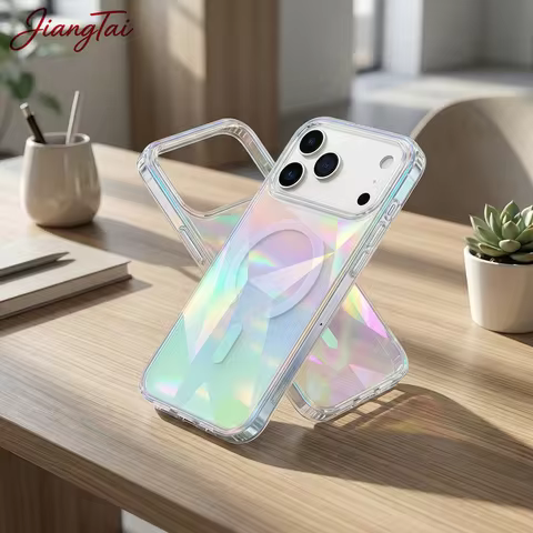 For iPhone 17 16 15 14 13 12 Pro Max 17/16E 15 14 Plus,2H Scratch Resistant Gradient Rainbow Plated 