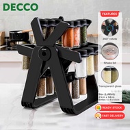 Decco Ferris Wheel Rotatable Glass Seasoning Rack Set Seasoning Spice Jar 18 Cans Rak Berputar Penyi