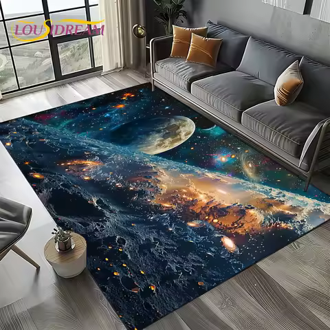 Universe Space Stars Black Hole Galaxy Earth Milky Way Carpet Rug for Living Room Bedroom Sofa Decor