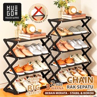 HUGO Portable Stainless Steel Shoe Rack 4 and 5 Tiers Sturdy Minimalist Shoe and Sandal Storage