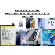 BATERRY BLP779 COMPATIBLE PHONE OPPO A92S A93 2020 F17 PRO RENO 4 Z RENO 4 LITE BATERI 4000MAH ORI T
