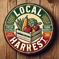 HELLOYOUNG 8 Inch Round Metal Sign Vintage Farmers Market Fresh Produce Wall Art Decor Easy Hang