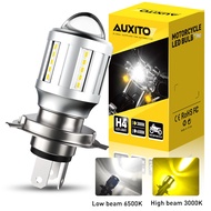 AUXITO 1PCS H4 LED Headlight for Motorcycle T19 P15D LED Headlamp Dual Color 3000K Yellow 6500 White