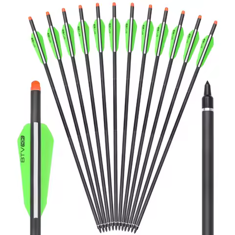 22" Mixed Carbon Crossbow Bolts With 3" BTV Vane For Archery Outdoor Hunting NEW