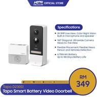 [READY STOCK] Tapo D230S1 Smart Battery Video Doorbell - Original 2 Years Warranty by TP-Link Malays