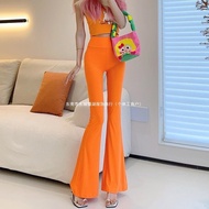 slack bootcut woman seluar bootcut woman bootcut pants Solid Color Flared Pants - High Waist Slimmin