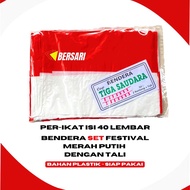 MERAH HOT DEALS Red and White Plastic Flags with String, 100 Sheets of Indonesian Independence Day D